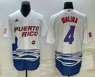 Mens Puerto Rico Baseball #4 Carlos Correa 2023 White World Baseball Classic Stitched Jersey